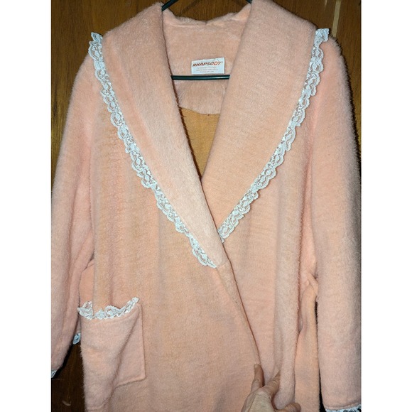 Vintage Rhapsody by Glazier Plush Velour Pink Robe Rare Soft Large Women's Warm - Picture 8 of 14